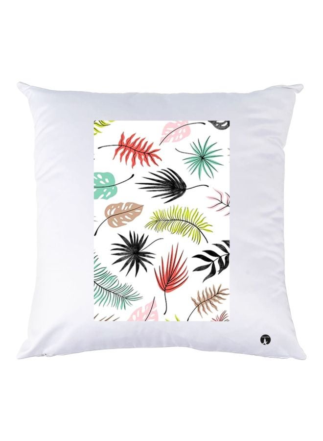 BP Leaf Printed Throw Pillow White/Black/Green 30x30cm