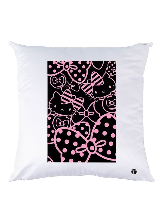 BP Cat Printed Throw Pillow White/Pink/Black 30x30cm
