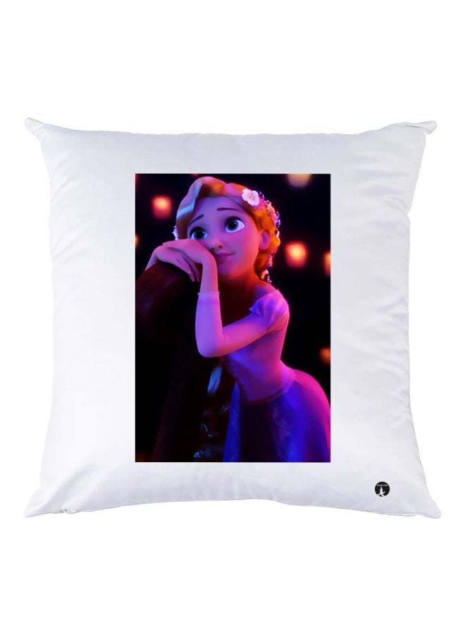 بي بي وسادة زينة بطبعة فتاة أبيض/وردي/أسود 30x30سم