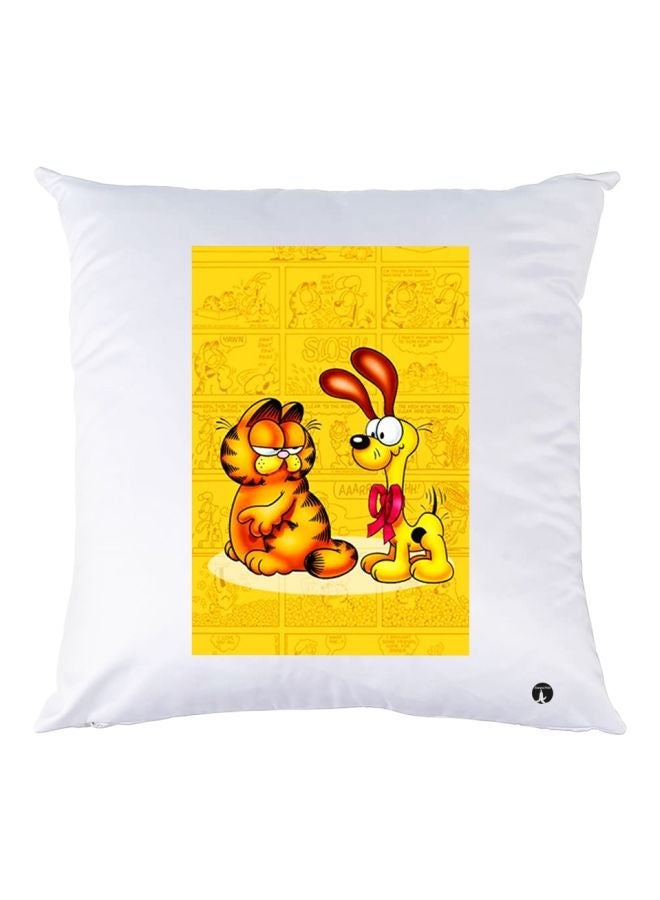 BP Cartoon Printed Throw Pillow White/Yellow/Black 30x30cm