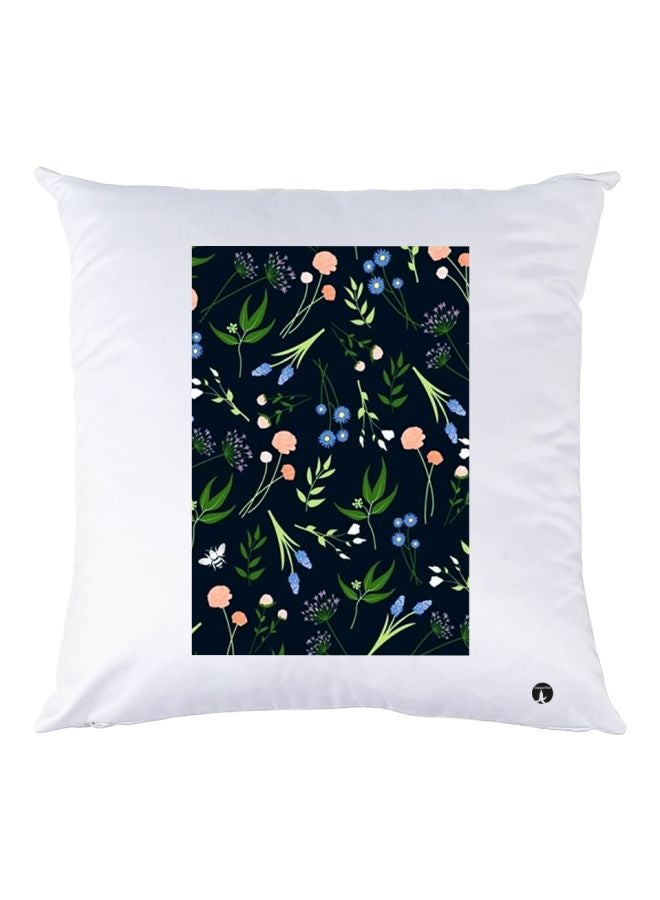 BP Floral Printed Throw Pillow White/Black/Blue 30x30cm