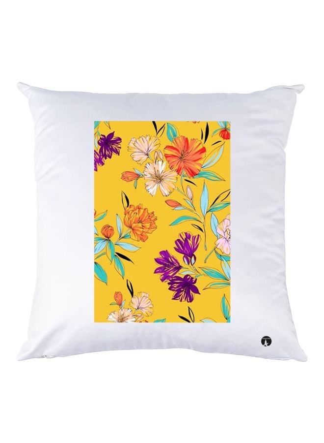 BP Floral Printed Throw Pillow White/Yellow/Blue 30x30cm