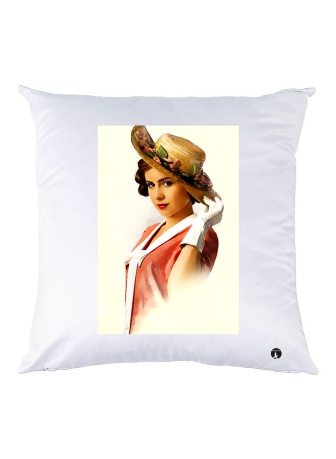 BP Girl Printed Throw Pillow White/Beige/Brown 30x30cm