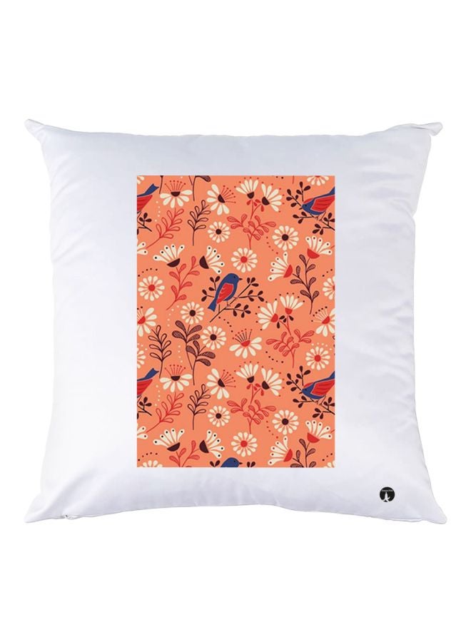 BP Floral Printed Throw Pillow White/Pink/Blue 30x30cm