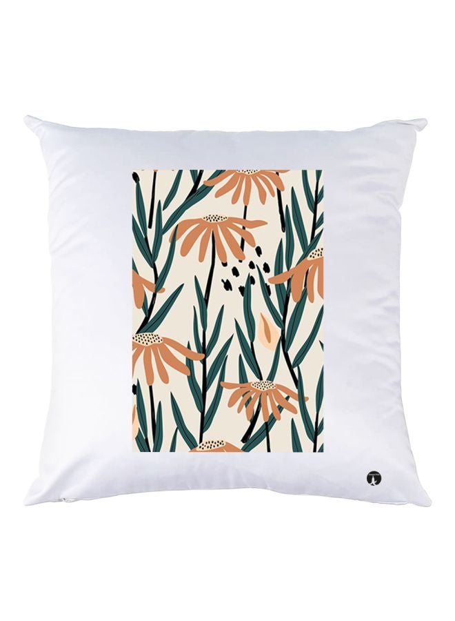BP Floral Printed Throw Pillow White/Orange/Green 30x30cm