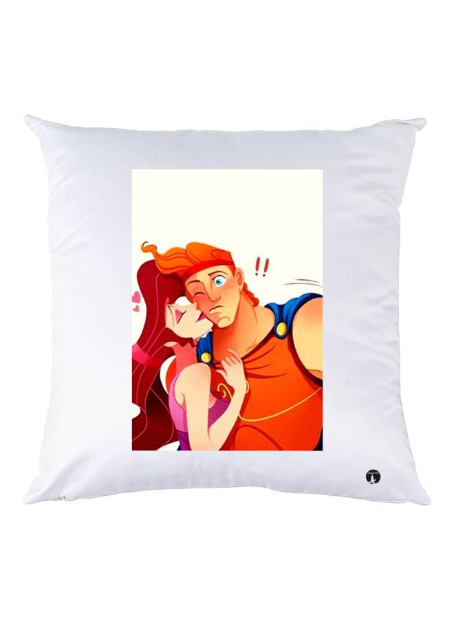 BP Cartoon Printed Throw Pillow White/Red/Orange 40x40cm
