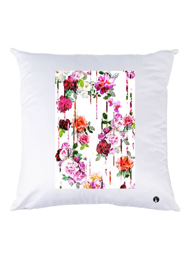 BP Floral Printed Throw Pillow White/Red/Orange 30x30cm