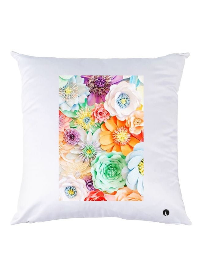 BP Floral Printed Throw Pillow White/Orange/Purple 30x30cm