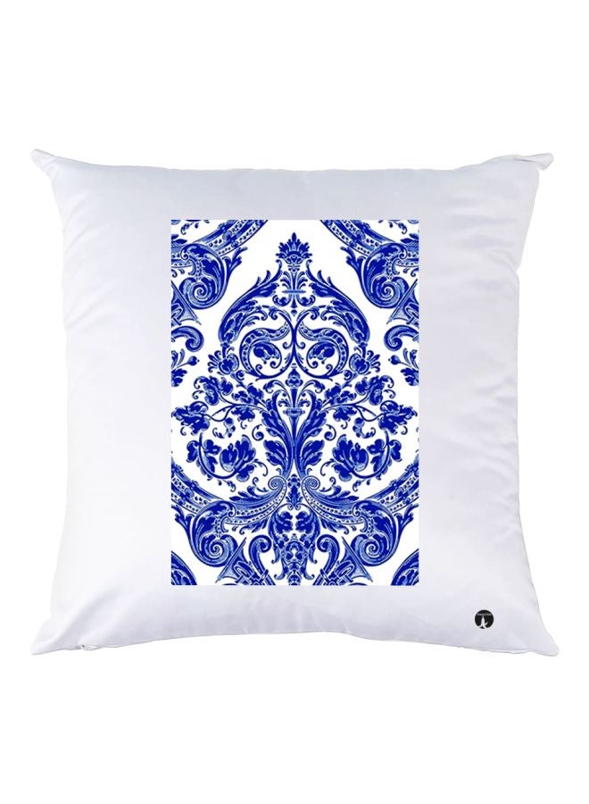 بي بي وسادة ديكور مزينة بطبعات أبيض/أزرق 30x30سم