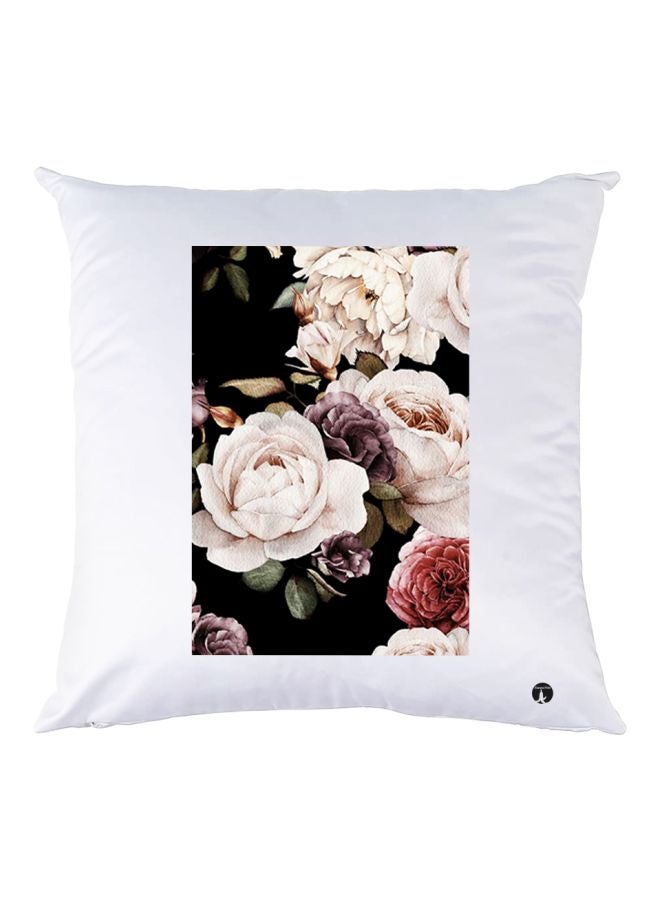 BP Floral Printed Throw Pillow White/Red/Beige 30x30cm