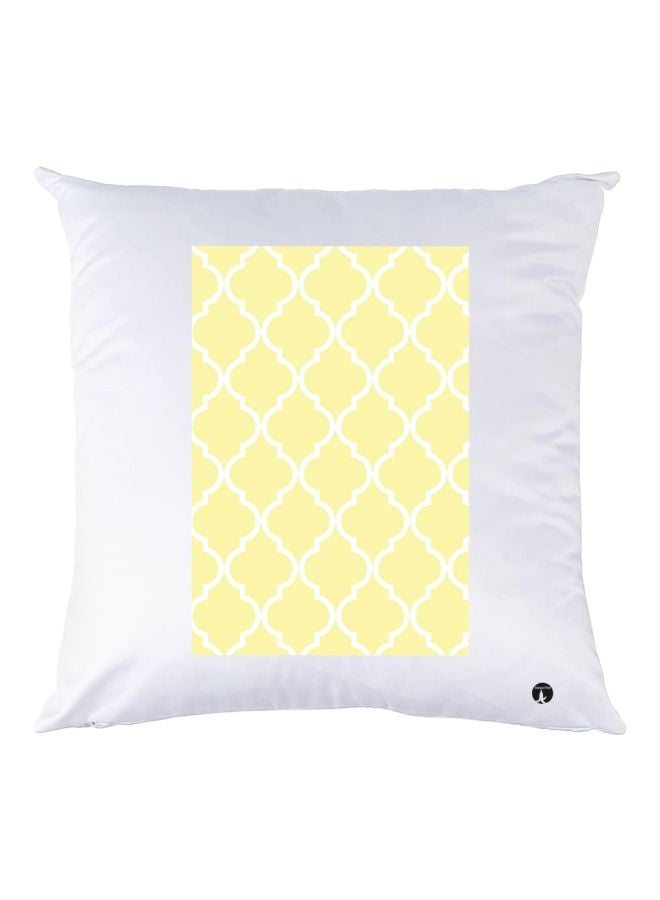 BP Decorative Printed Throw Pillow White/Yellow 30x30cm