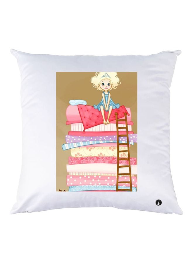 BP Cartoon Printed Throw Pillow White/Brown/Red 30x30cm