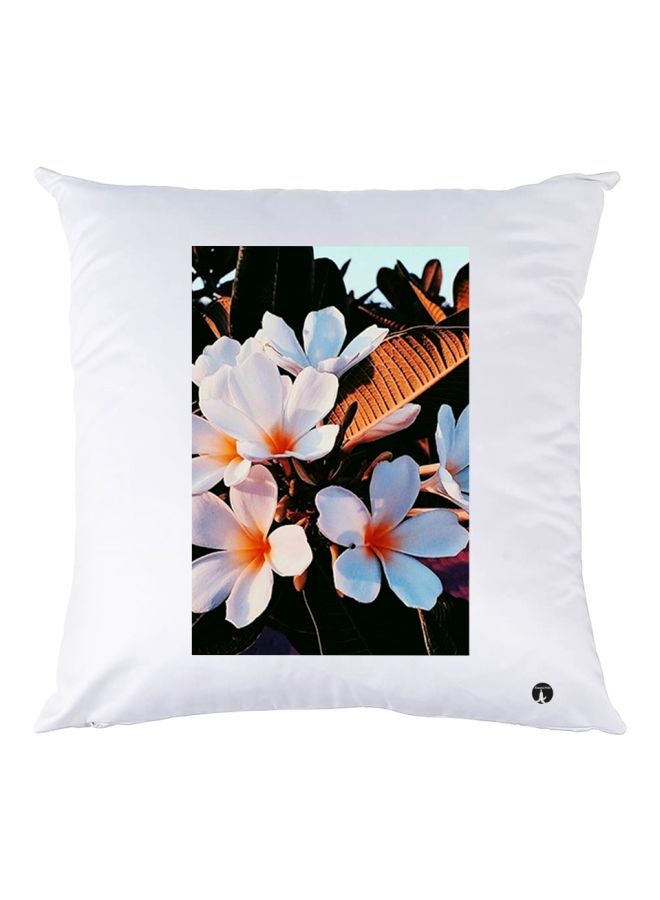 BP Flower Printed Throw Pillow White/Brown/Orange 30x30cm 