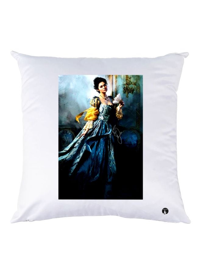 BP Girl Printed Throw Pillow White/Blue/Yellow 30x30cm