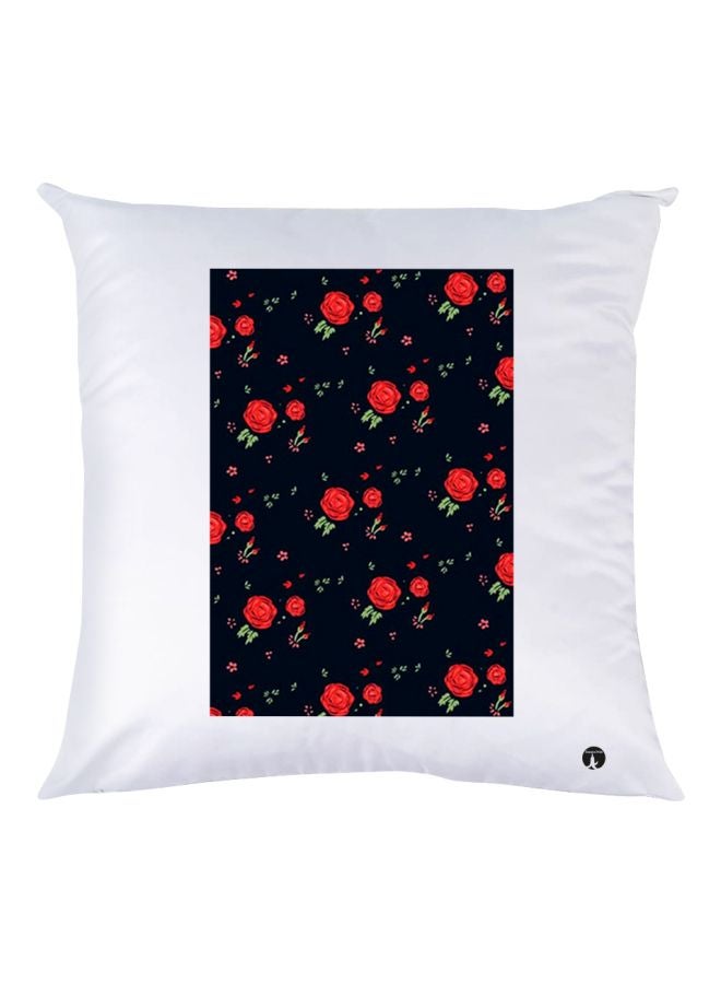 بي بي وسادة زينة مطبوع عليها رسمة زهرة أبيض/أسود/أحمر 30x30سم