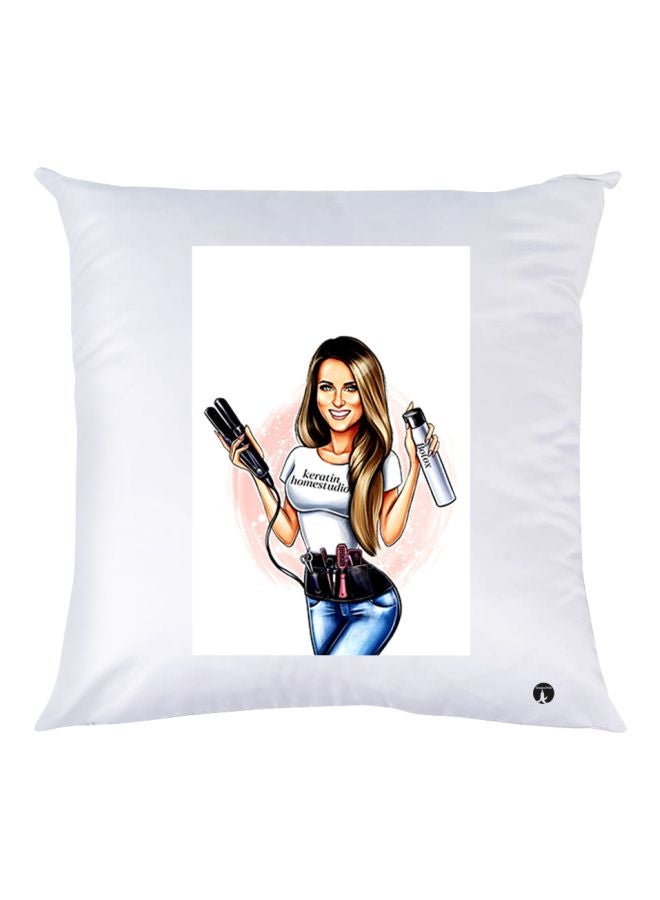 BP Girl Printed Throw Pillow White/Blue/Brown 30x30cm