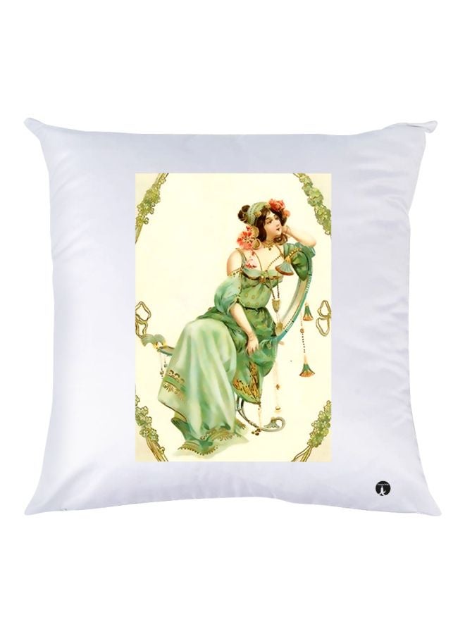 BP Girl Printed Throw Pillow White/Beige/Green 30x30cm