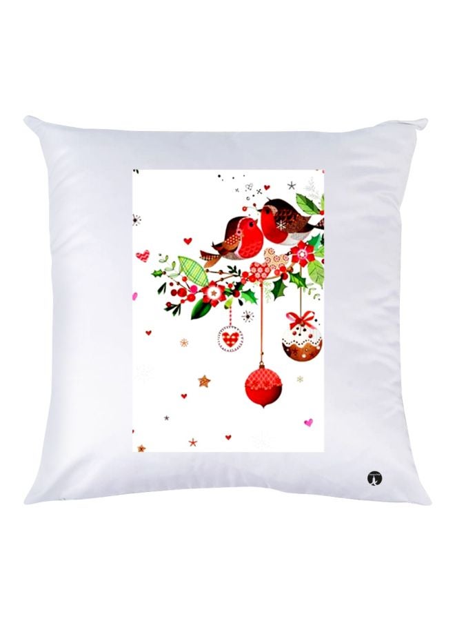 بي بي وسادة زينة بطبعة طيور أبيض/أحمر/أخضر 30x30سم