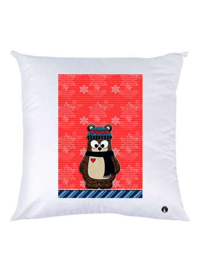 BP Cartoon Printed Throw Pillow White/Red/Brown 30x30cm
