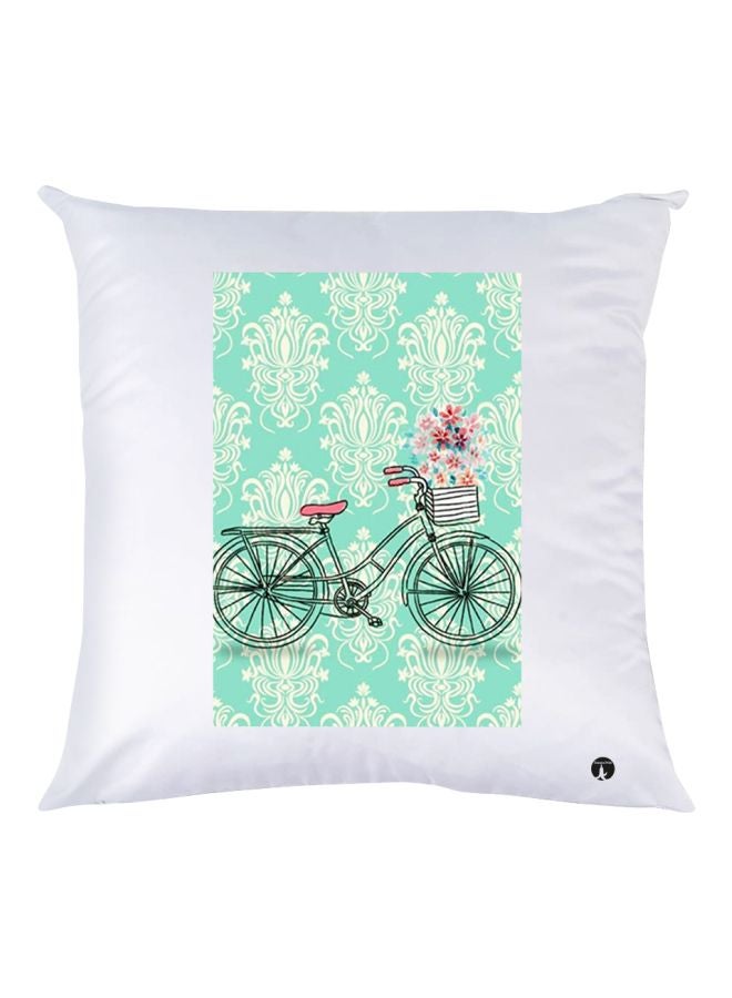 بي بي وسادة ديكور بطبعة دراجة هوائية وردي/أخضر/أبيض 30x30سم