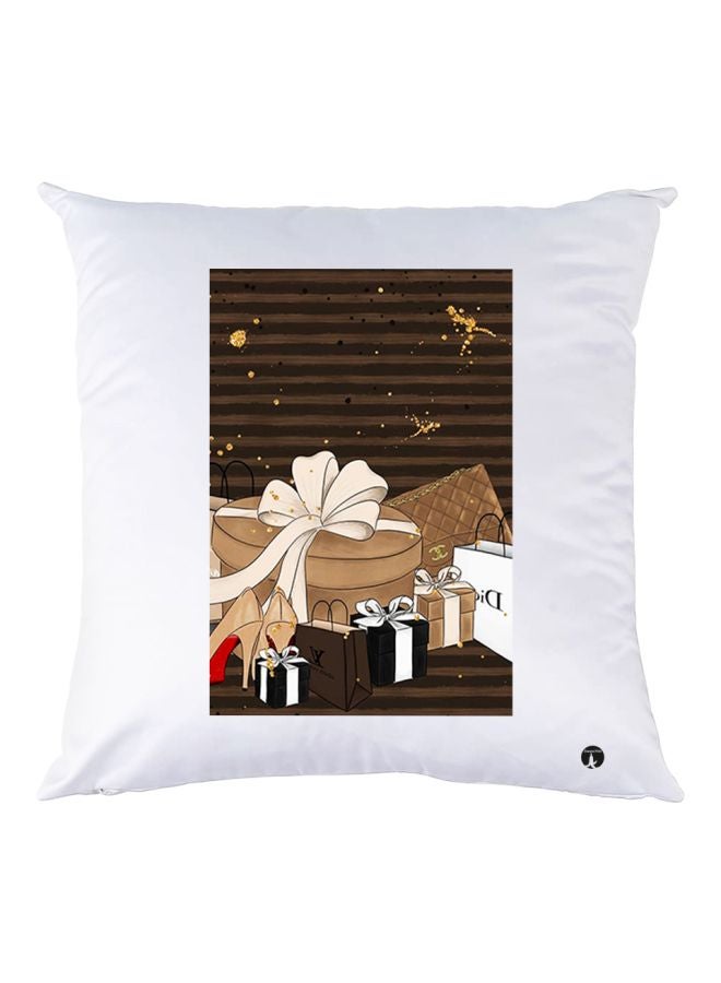 بي بي وسادة زينة مطبوعة أبيض/أسود/بني 30x30سم