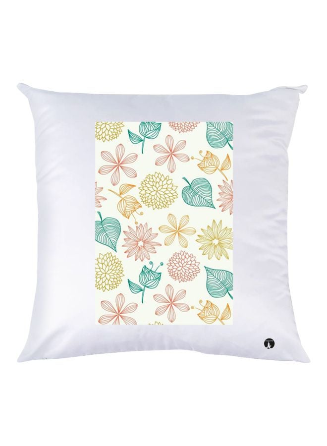 بي بي غطاء وسادة مطبوع عليه زهور أبيض/وردي/أخضر 30x30سم