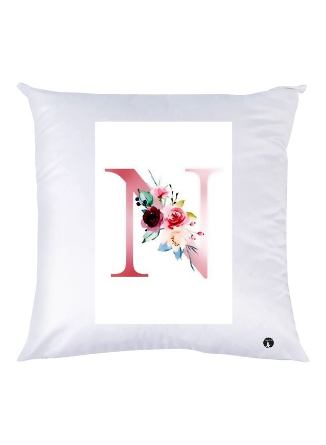 BP N Letter Printed Decorative Throw Pillow White/Red/Green 30x30cm