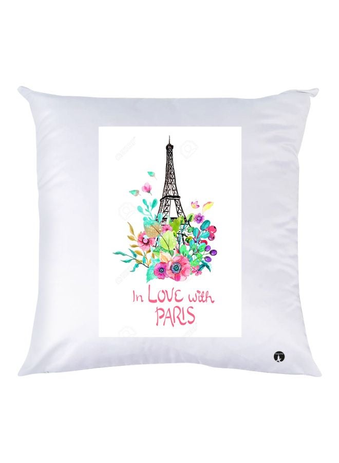BP In Love With Paris Printed Decorative Throw Pillow White/Pink/Green 30x30cm