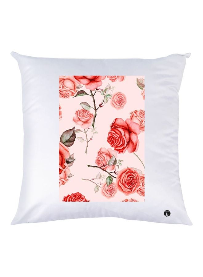 بي بي وسادة زينة مطبوع عليها رسمة زهور أبيض/أحمر/أخضر 30x30سم
