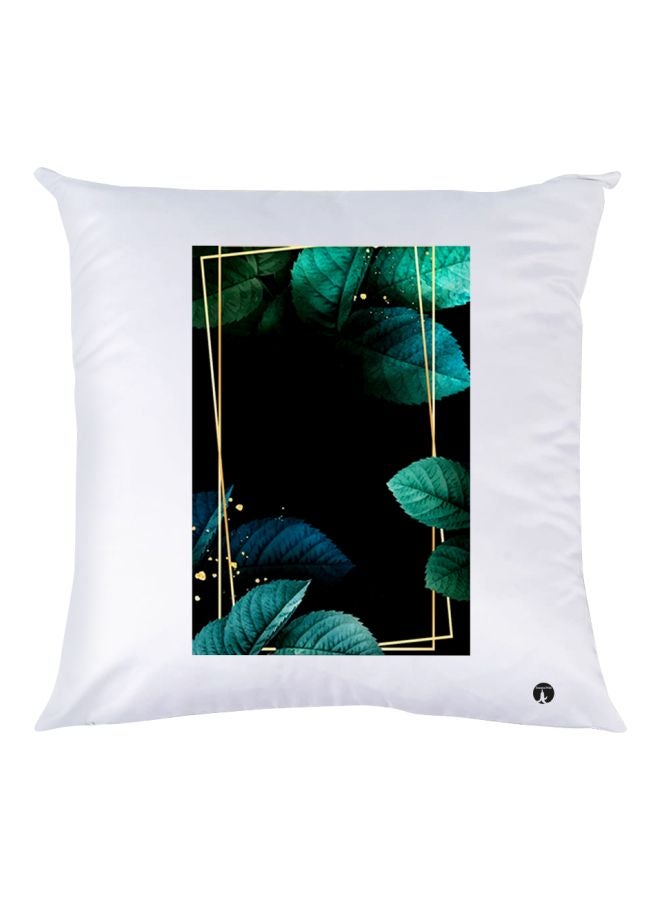 بي بي وسادة مزينة بطبعة أوراق الشجر أبيض/أسود/أخضر 30x30سم