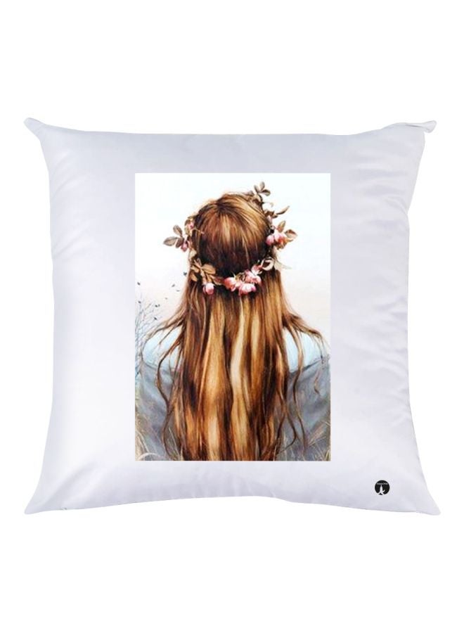 بي بي وسادة زينة بطبعة سيدة أبيض/ بني/ وردي 30x30سم