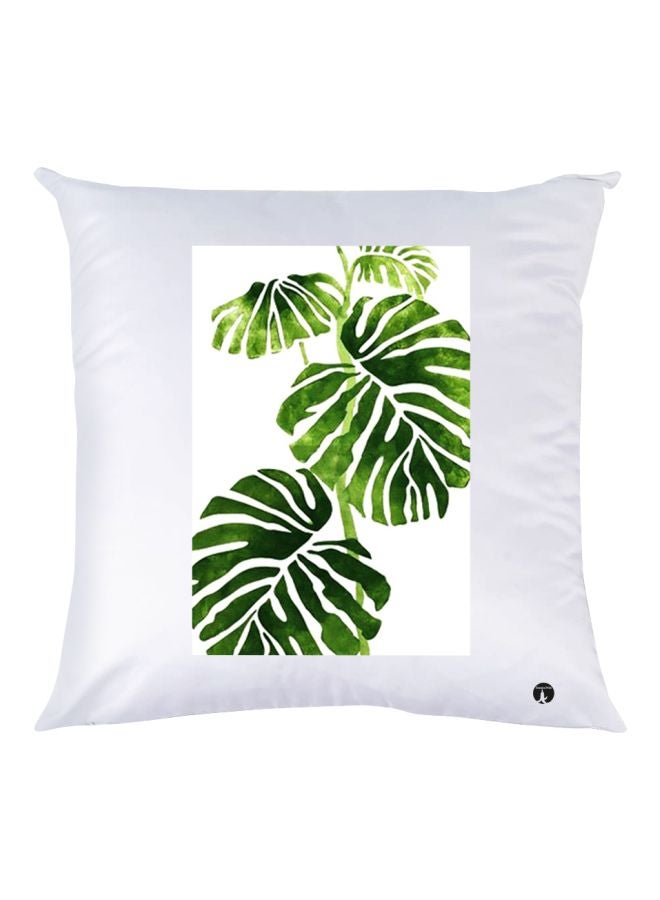 بي بي وسادة مزينة بطبعة أوراق الشجر أبيض/أخضر 30x30سم