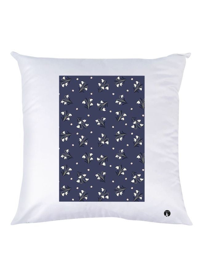 بي بي وسادة زينة مطبوع عليها رسمة زهور أبيض/ أزرق/ أسود 30x30سم