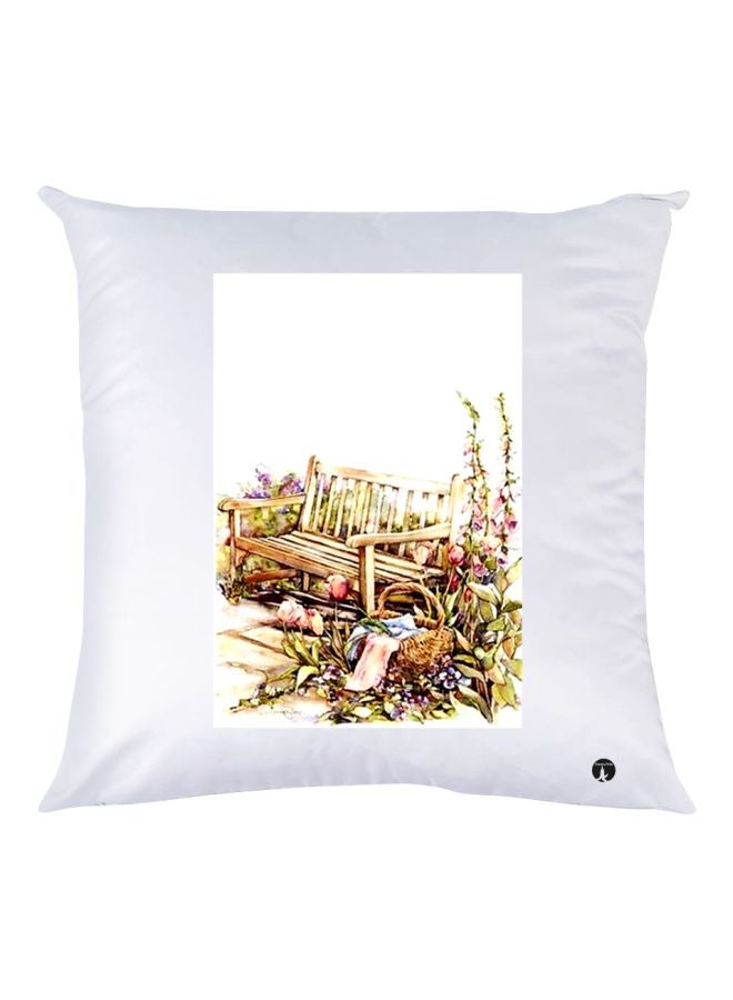 بي بي وسادة زينة مطبوع عليها رسمة زهور أبيض/بيج/وردي