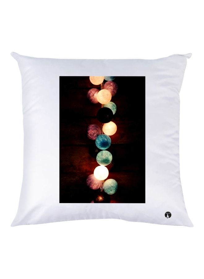BP String Light Printed Decorative Throw Pillow White/Black/Green 30x30cm