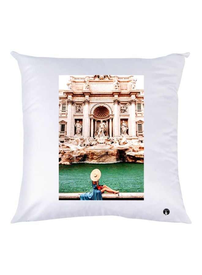 BP Monument Printed Decorative Throw Pillow White/Beige/Green 30x30cm