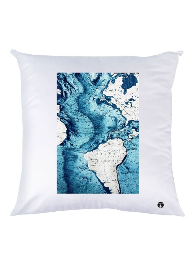 BP World Map Printed Decorative Throw Pillow White/Blue 30x30cm