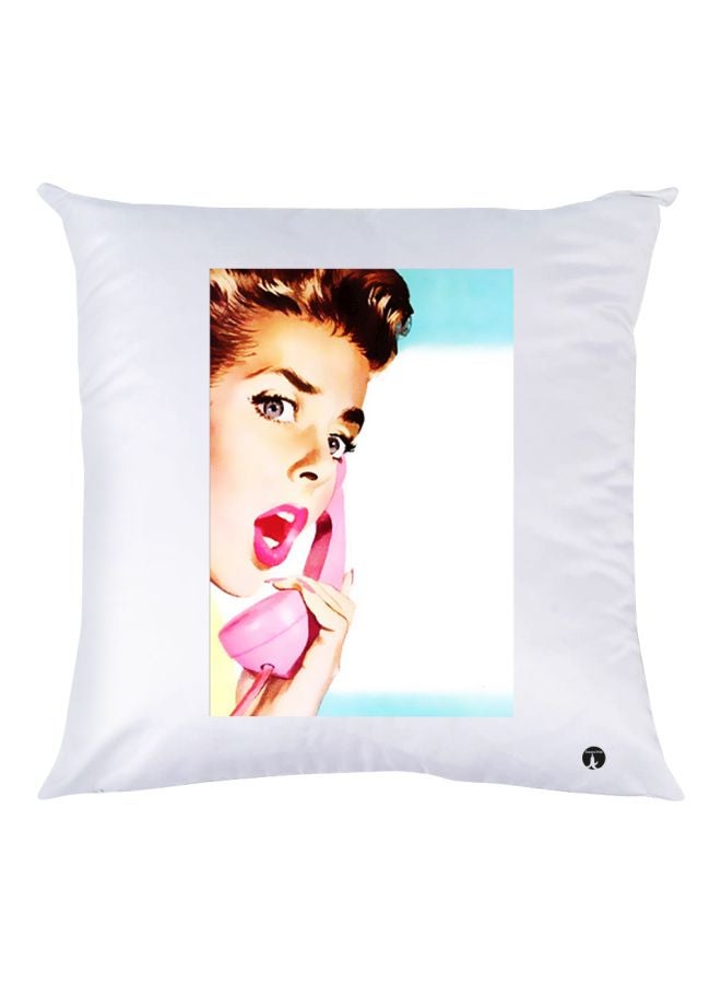 بي بي وسادة زينة بطبعة سيدة أبيض/بيج/وردي 30x30سم