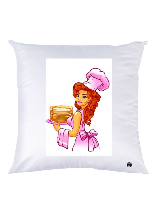 BP Girl Printed Decorative Throw Pillow White/Pink/Brown 40x40cm