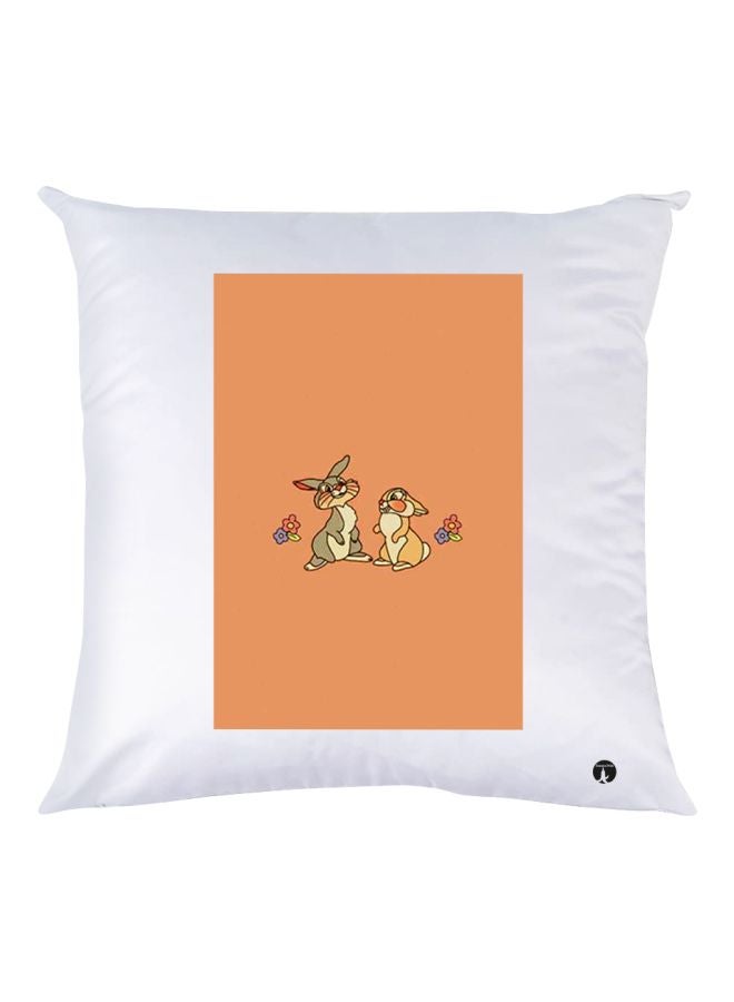 بي بي وسادة زينة بطبعة أرنب أبيض/ برتقالي/ رمادي 30x30سم