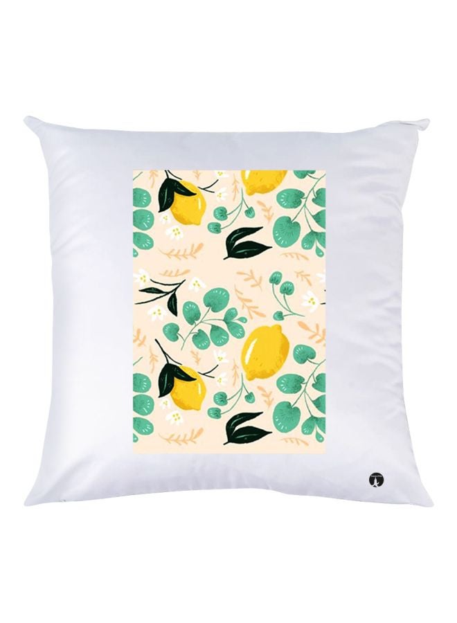 بي بي وسادة زينة للديكور بطبعة على شكل فاكهة أبيض/ بيج/أصفر 30x30سم