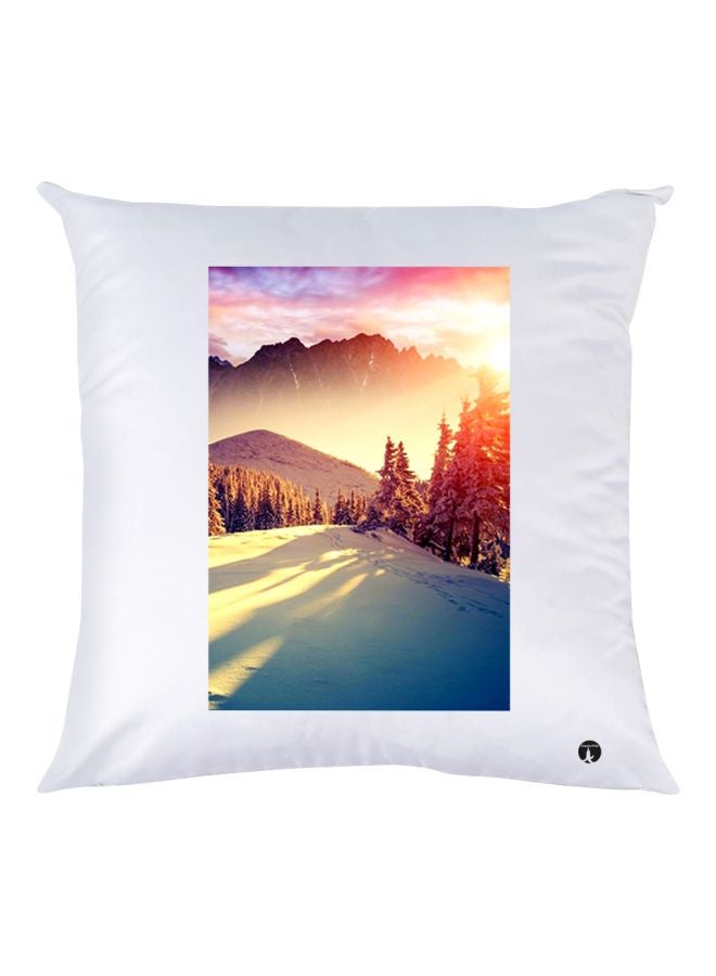 بي بي وسادة ديكور مزينة بطبعة تعبر عن الطبيعة أبيض/أزرق/بني 30x30سم