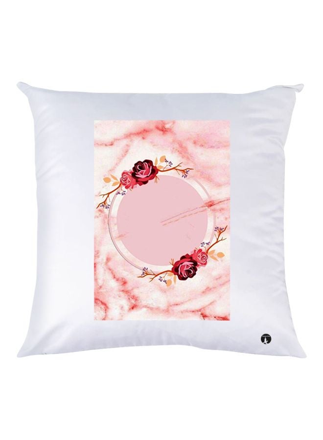 بي بي وسادة زينة مطبوع عليها رسمة زهور أبيض/وردي/أحمر 30x30سم