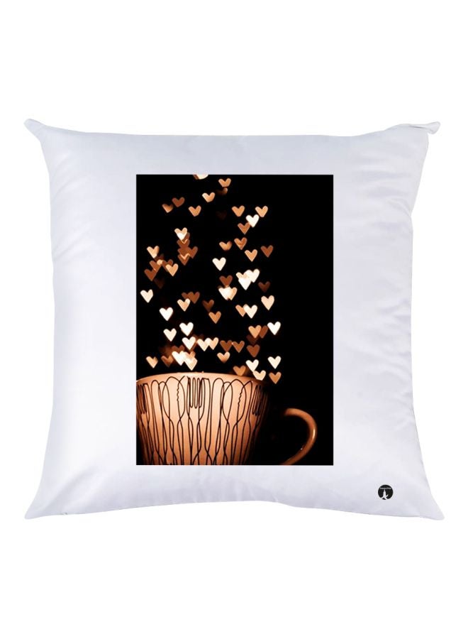 بي بي وسادة زينة للديكور بطبعة كوب أبيض / أسود / بني 30x30سم
