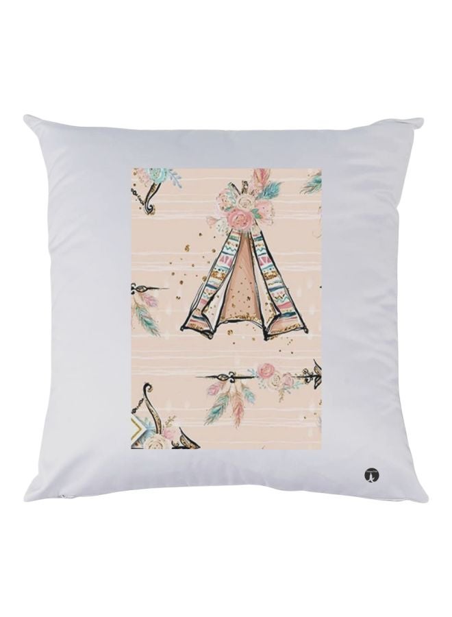 بي بي وسادة زينة مطبوع عليها رسمة زهور أبيض/بيج/أسود 30x30سم