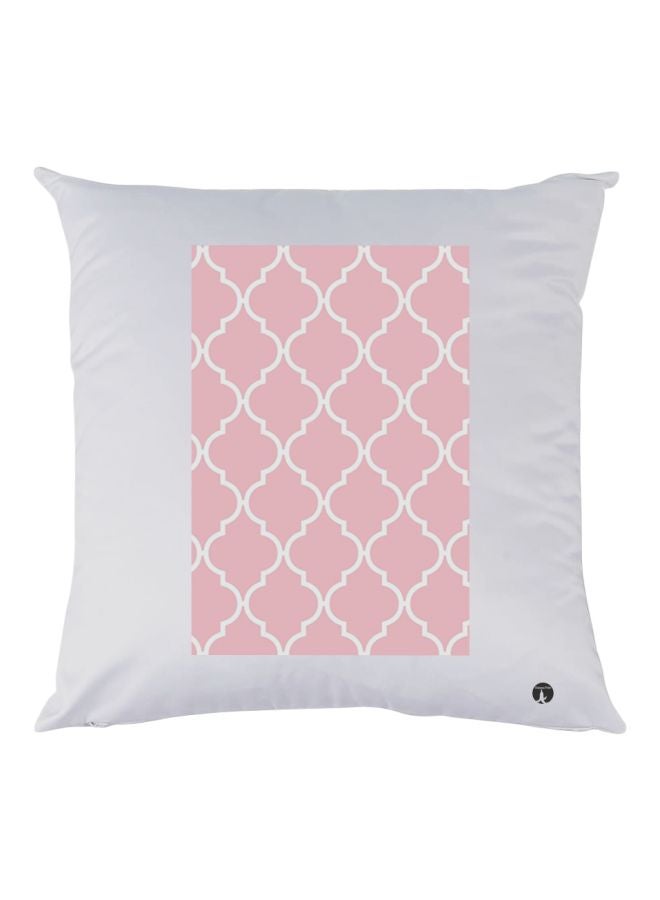 بي بي وسادة مزخرفة بتفاصيل مطبوعة أبيض/ وردي 30x30سم