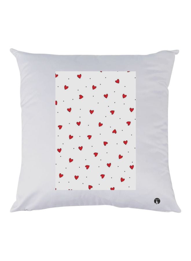 BP Heart Printed Decorative Throw Pillow White/Red/Black 30x30cm