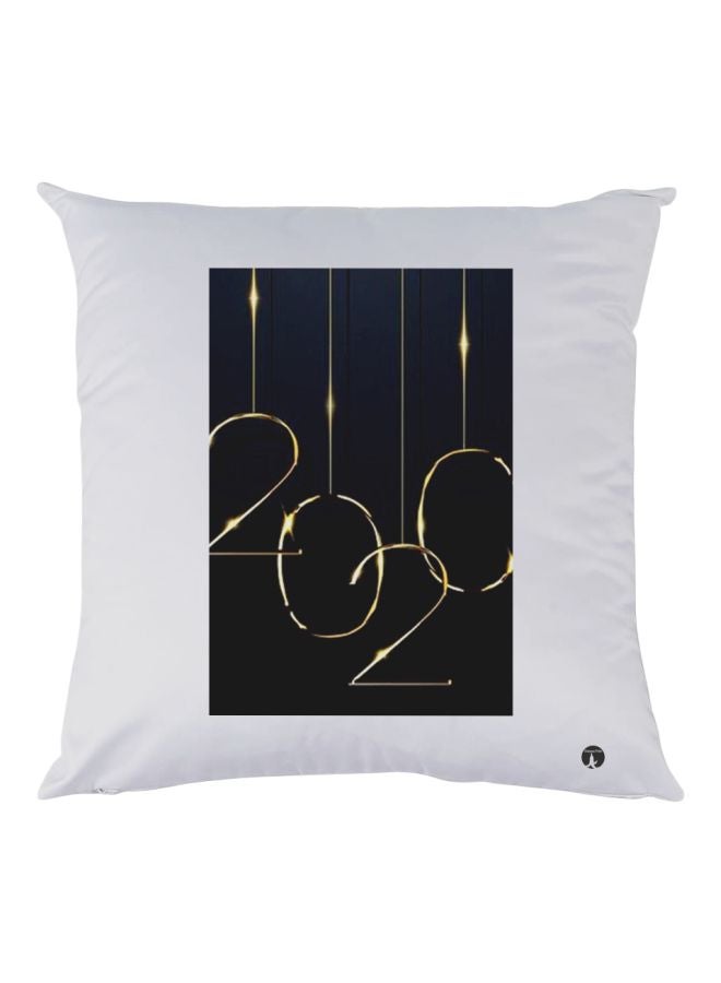بي بي وسادة زينة للديكور بطبعة 2020 أبيض/أسود/ذهبي 30x30سم