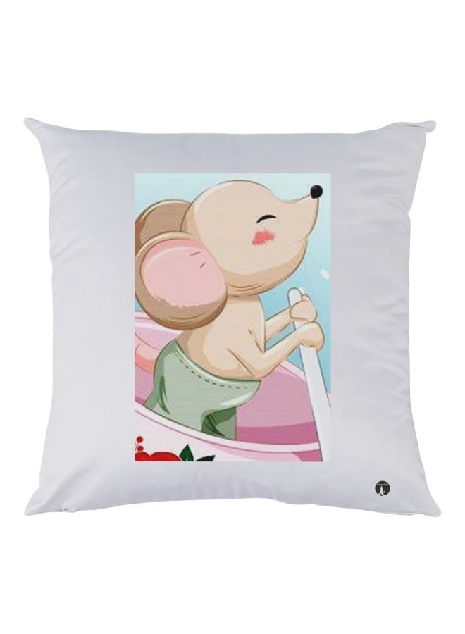 BP Rat Printed Decorative Throw Pillow White/Beige/Pink 30x30cm