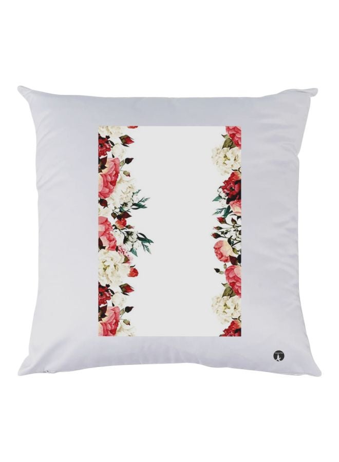 بي بي وسادة زينة مطبوع عليها رسمة زهور أبيض/أحمر/أسود